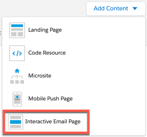 Im Drop-Down Menü "Interactive Email Page" auswählen.