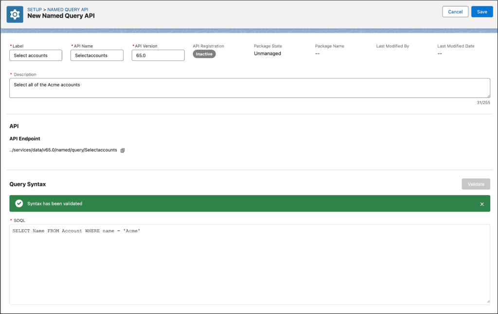 Salesforce Spring 26 Highlight: Named Query API im Setup.